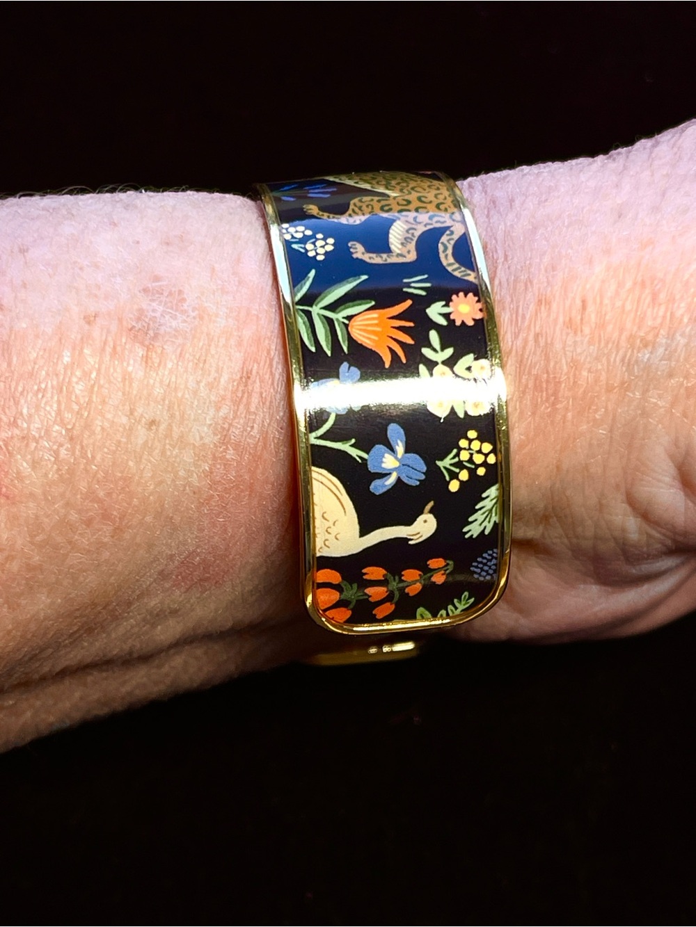 “Menagerie” Gold Plated Enameled Cuff Bracelet by Ruffle Paper Co. - Picture 4 of 6